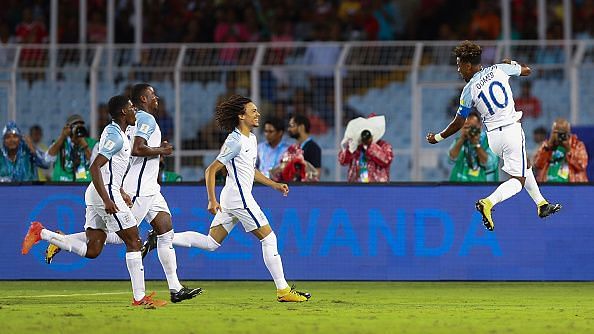 Gomes after scoring a glorious freekick at the FIFA U17 World Cup