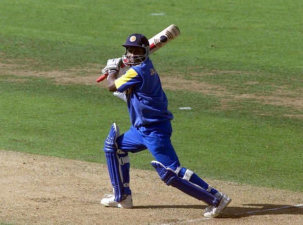 Sri Lanka&#039;s Sanath Jayasuriya on his way to his ce