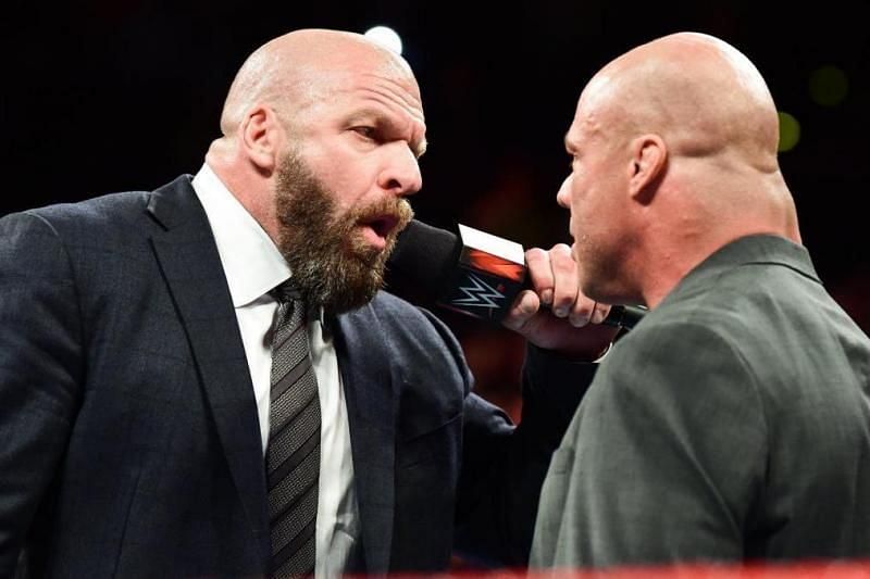 Triple H and Kurt Angle get uncomfortably close on last week&#039;s RAW