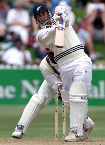 New Zealand&#039;s test debutant Mathew Sinclair plays