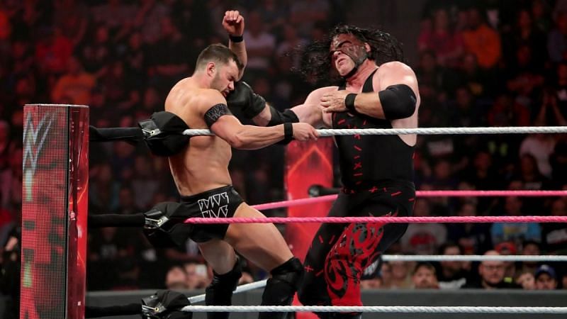 Kane and Finn Balor engaged in brief banter before their match on Monday Night RAW
