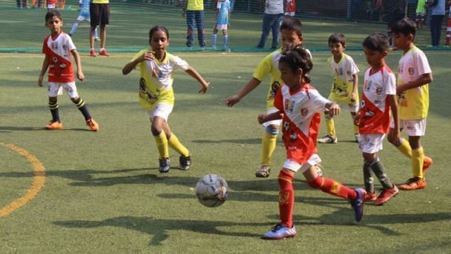 The young players in action on the first day of Football Championship League Season 3.