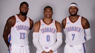 Paul George, Russell Westbrook and Carmelo Anthony