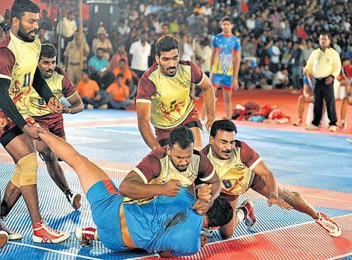 The Karnataka senior Kabaddi team in action during the previous edition of the Championships