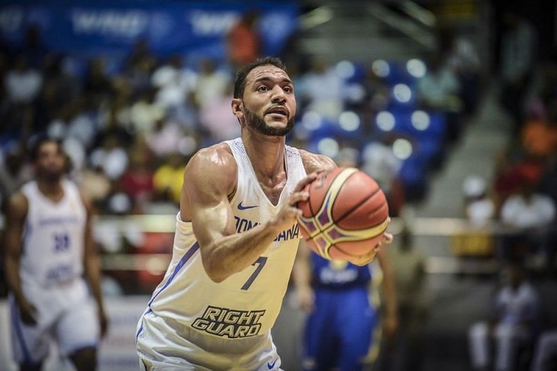 Dominican Republic&#039;s Victor Liz (5) takes a free throw during their win against the US Virgin Islands.