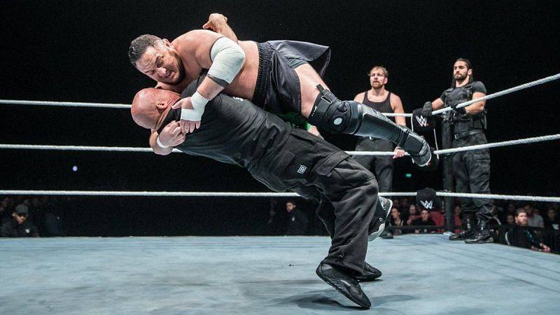 Kurt Angle tosses Samoa Joe at WWE Birmingham