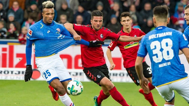Freiburg (red) were heartened by a gutsy display in  a 2-1 win over visitors Mainz