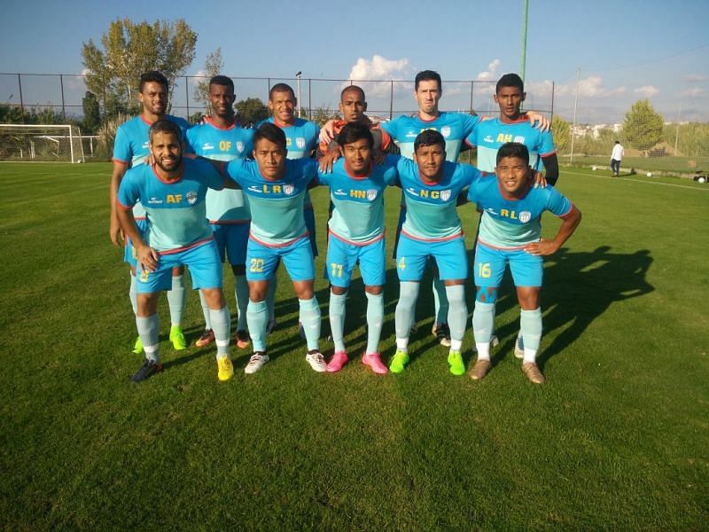 NorthEast United footballers pose before a pre-season friendly (Pic Courtesy: NorthEast United)