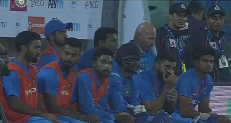 Kohli was seen using the handheld device during India&#039;s innings