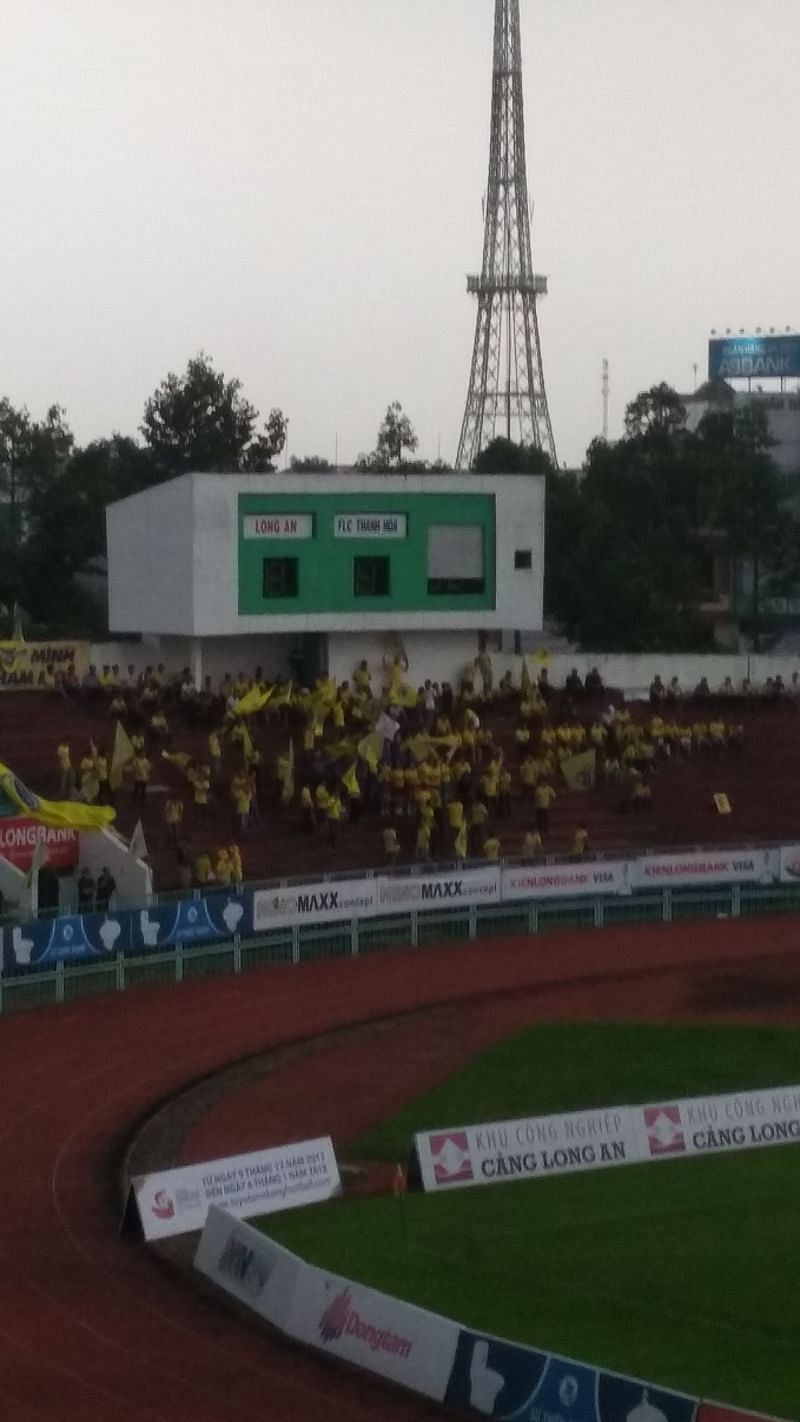Thanh Hoa&#039;s away support at Long An, before the rain kicked in. 