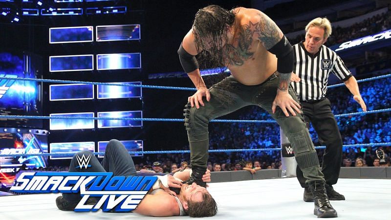 Baron Corbin in the ring on SmackDown with Dean Ambrose