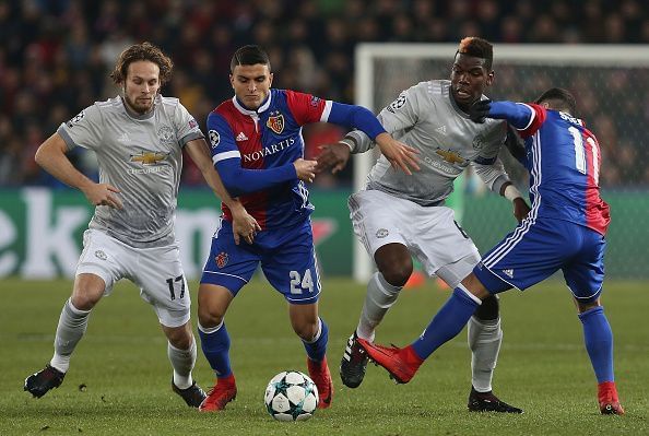 FC Basel vs Manchester United Daley Blind Paul Pogba