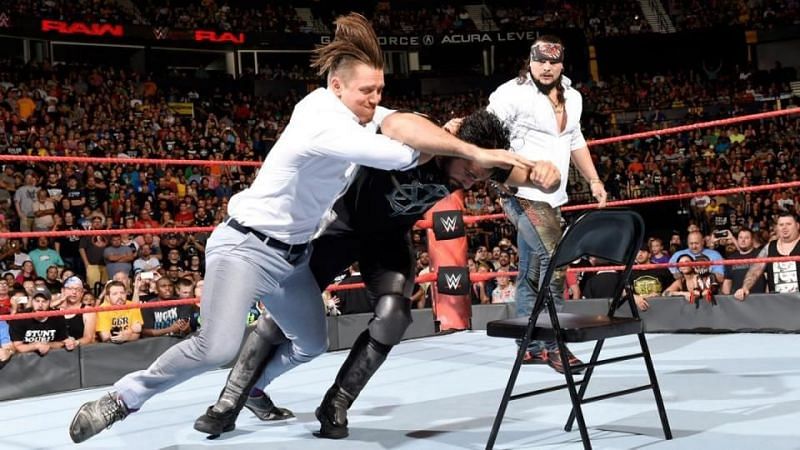The Miz giving Seth Rollins a skull crushing finale