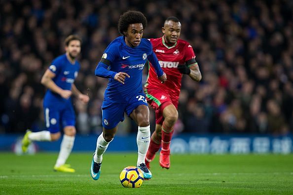 Willian created a few problems for Swansea with his movement