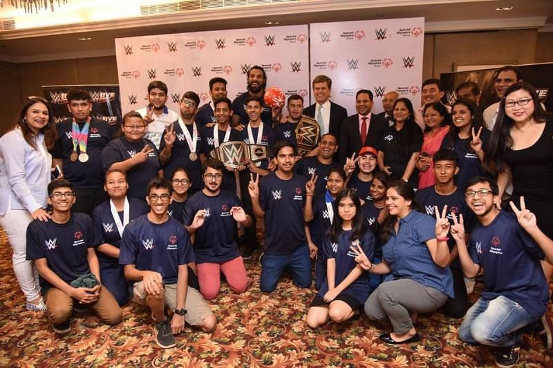 Jinder Mahal met Special Olympic athletes in Delhi, India