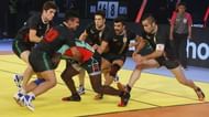 The Iranian team in action against Kenya in the 2016 Kabaddi World Cup
