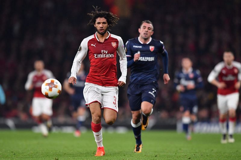 Elneny shepherds the ball during a recent Europa League game