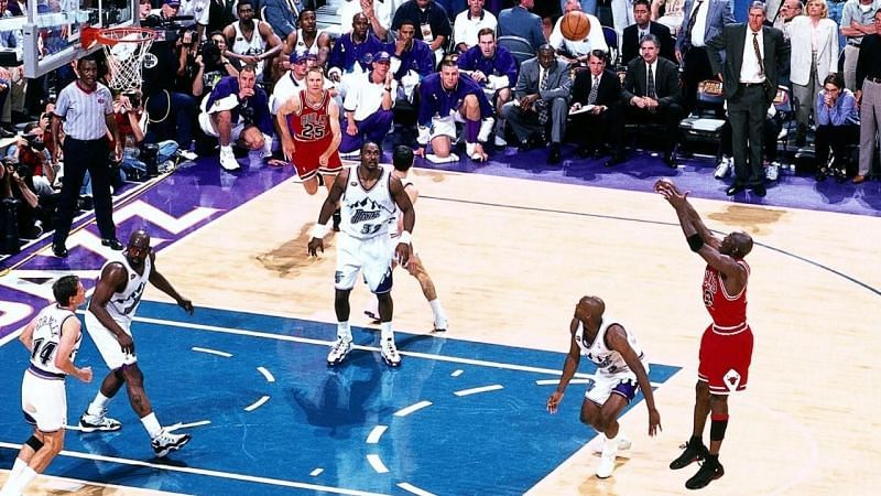 Michael Jordan with the multiple clutch plays in the dying moments of Game 6 in the 1998 Finals.