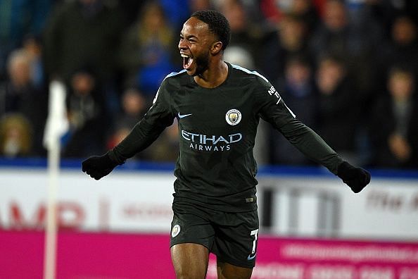 Sterling after scoring a late winner against Huddersfield 