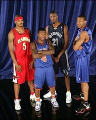 Nate Robinson (Center) and Andre Iguodala (Right) as participants of the 2006 Slam Dunk Contest.