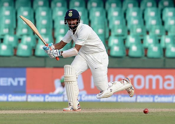 Cheteshwar Pujara hit 145* while opening in the first innings to save India from trouble