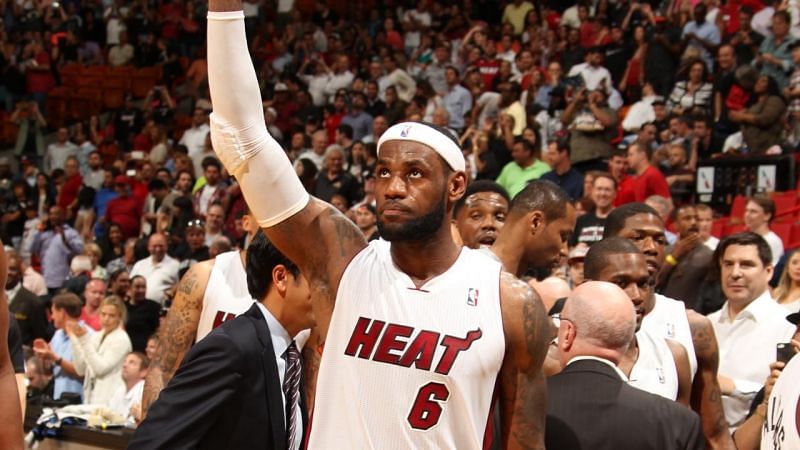 LeBron James waving to the crowd after his career-high