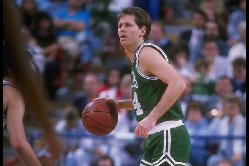 Danny Ainge as a member of the Boston Celtics in the early 1980&#039;s.