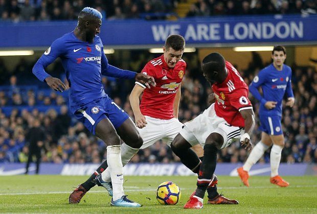 Enter captionKante and Bakayoko in action against Manchester City in the Premier League
