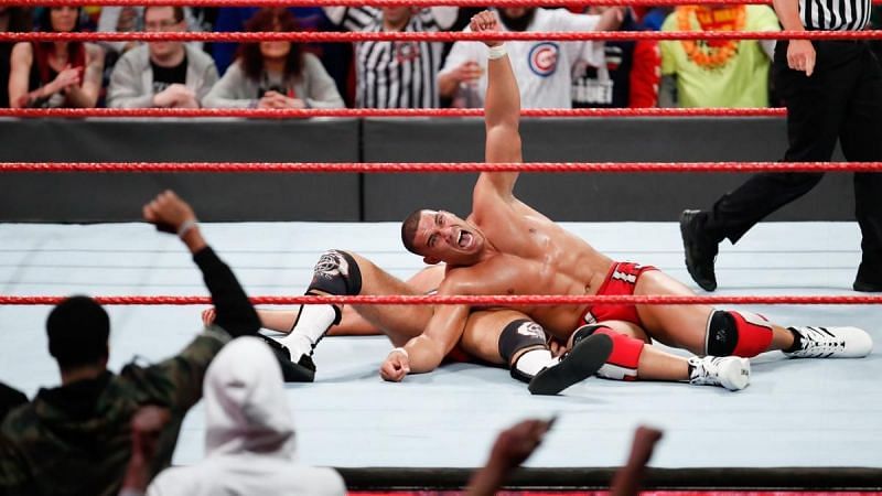 Jason Jordan picked up the pin over Cesaro in the Tag Team Match