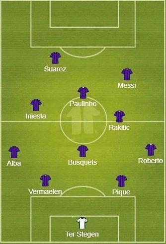 Barcelona starting eleven (4-4-2 diamond)