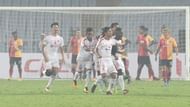 Aizawl FC celebrates after scoring their injury time equaliser against East Bengal FC