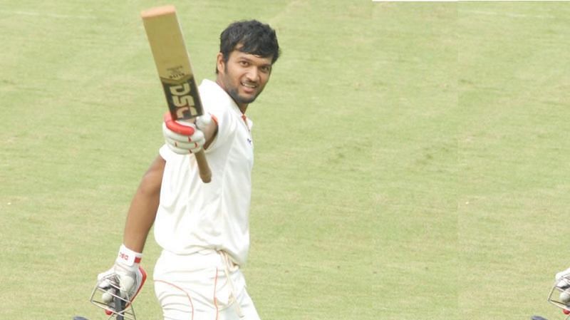 Jalaj celebrates after scoring a century for Kerala