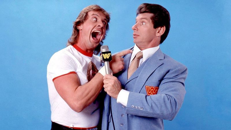 Roddy Piper with Vince McMahon in the 1980s.