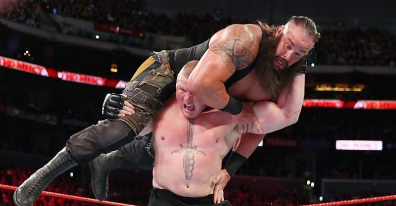 Lesnar delivers F5 to Strowman