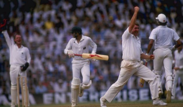 Eddie Hemmings celebrates another wicket for England in the semi-final against India