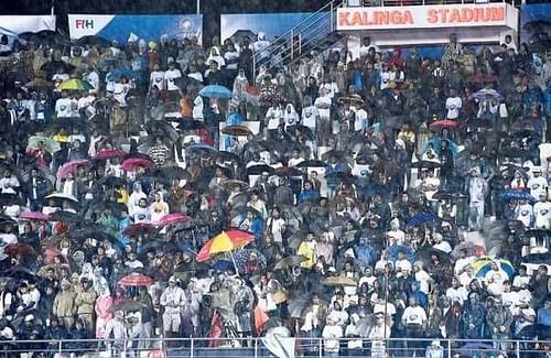 Supporters in Bhubaneshwar braved the rain to watch India's HWL Finals match against Argentina