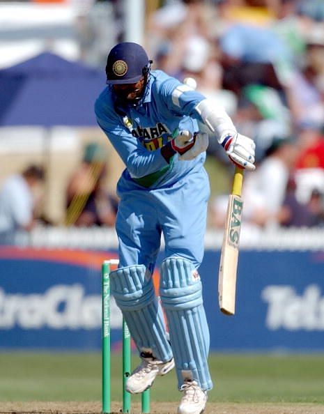 India batsman Javagal Srinath deflects the ball du