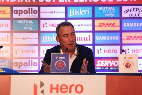 Meulensteen wasn't happy with the referee's decision to award a penalty to Chennaiyin [Photo: ISL]