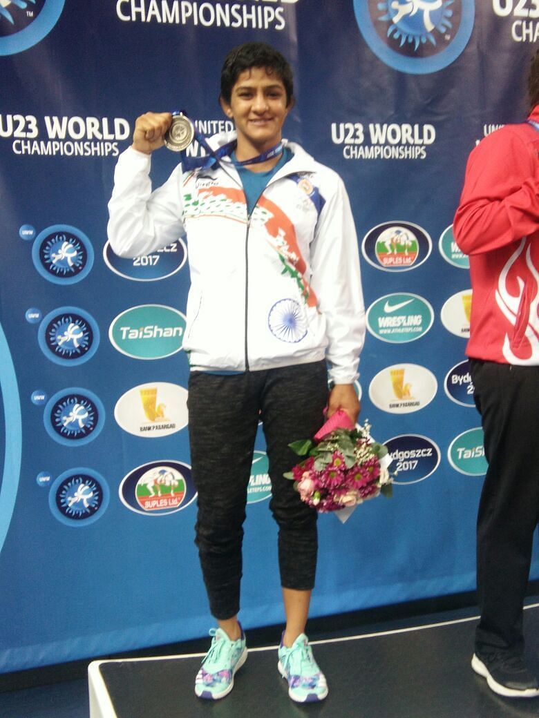 Ritu Phogat with the silver medal