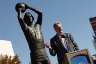 Larry Bird with his Statue