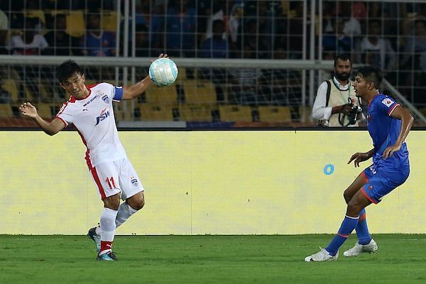 Sunil Chhetri (left) had a torrid outing against FC Goa