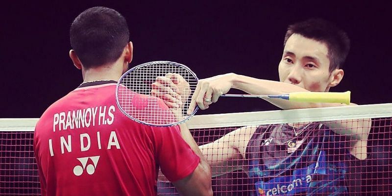 H.S. Prannoy with Lee Chong Wei