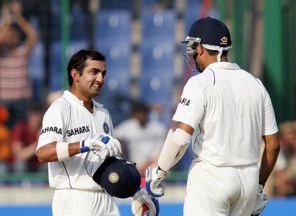 Two batsmen scoring double centuries in the same innings