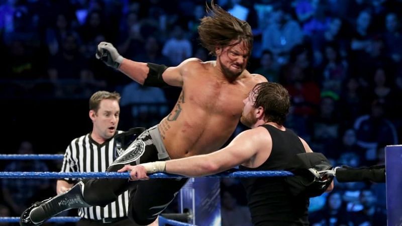 Image result for aj styles vs dean ambrose smackdown