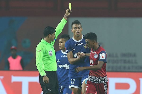 The referee's book had a number of names by the end of the game (Image: ISL)