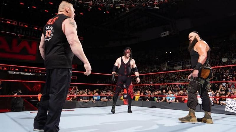 The opening of Monday Night RAW sees three of the biggest men in the WWE square off inside the ring