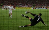 Jerzy Dudek saving Andriy Shevchenko's penalty. Image courtesy talkSPORT