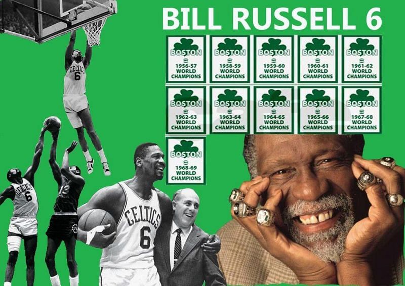 Bill Russell with his 11 won NBA Championship Rings
