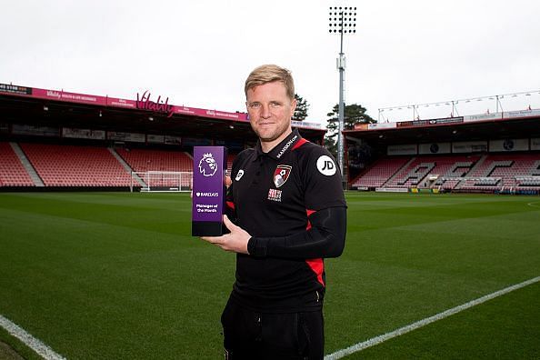 Eddie Howe is Presented with the Barclays Manager of the Month Award