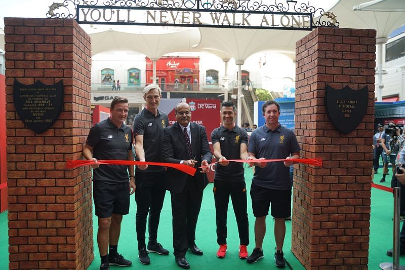 LFC legends at Shankly gates while inaugurating the LFC World event